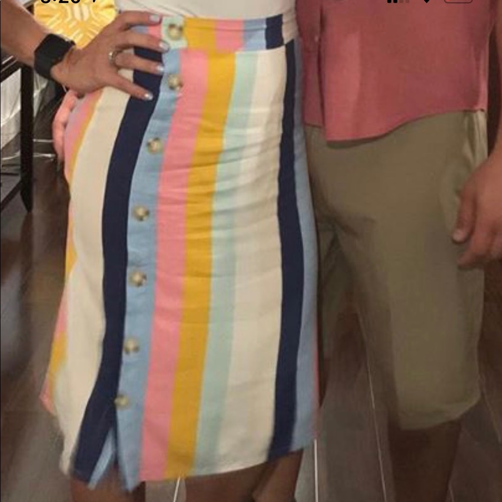 Pin striped color midi skirt